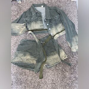 Olive Green Women's Denim 2 Piece
